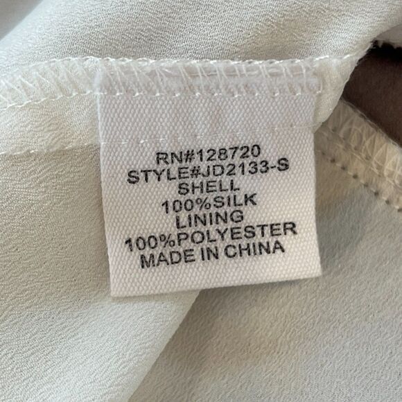 Lost April Tiered Silk Dress Grey Gauze Small Lined - Picture 7 of 7